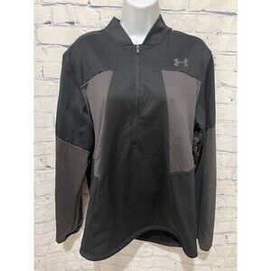Under Armour 1/4 Zip Sweater Ladies Large Black Grey  Pullover